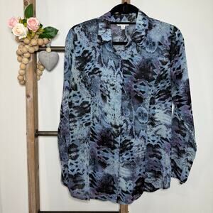 Cabi Style 609‎ Sheer Blue Button Up Blouse Size Medium